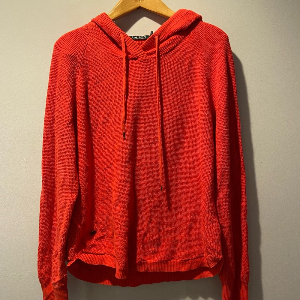 Lauren Ralph Lauren Waffle Knit cotton hoodie Size Large